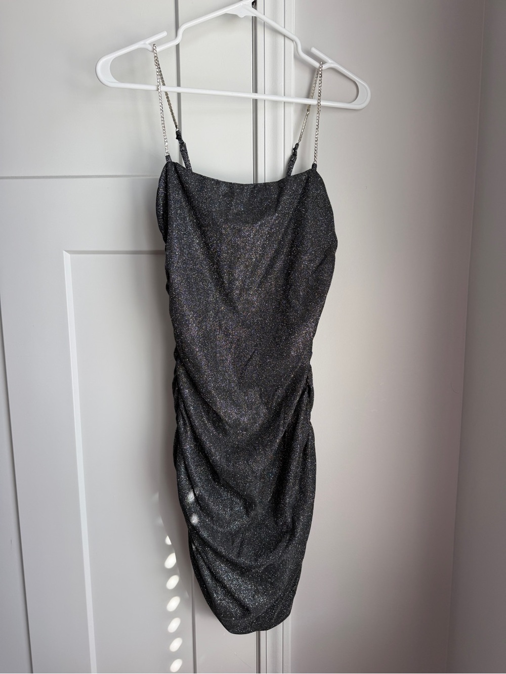 Formal Cocktail Dress, Charcoal Grey/Black and Silver